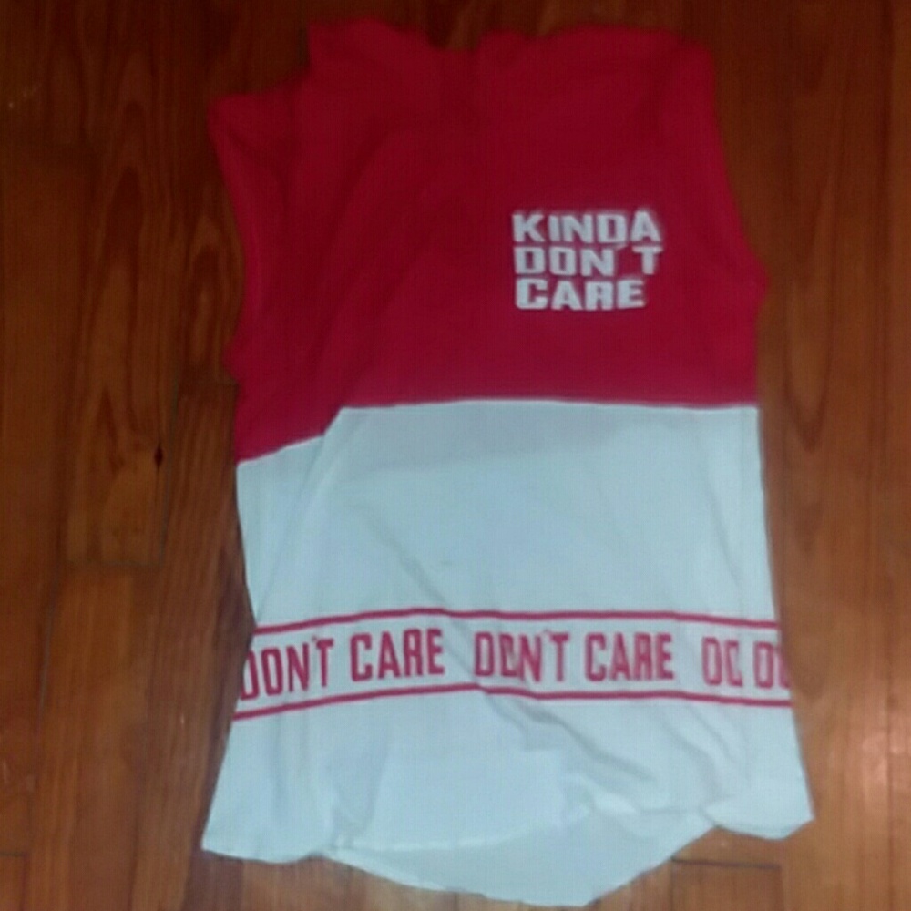 Kinda don't care tank top with hood